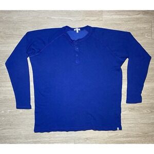 Peter Millar Blue Waffle Knit Henley Long Sleeve Shirt Men Size 2XL *Pre-Owned*